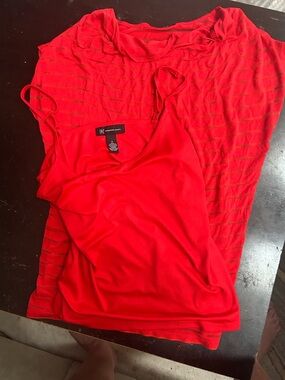 INC  Red Layered Tank & Textured Top Set